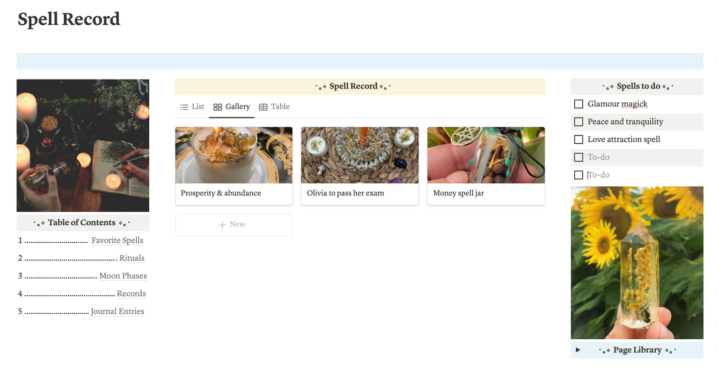 Spell record keeper Notion template